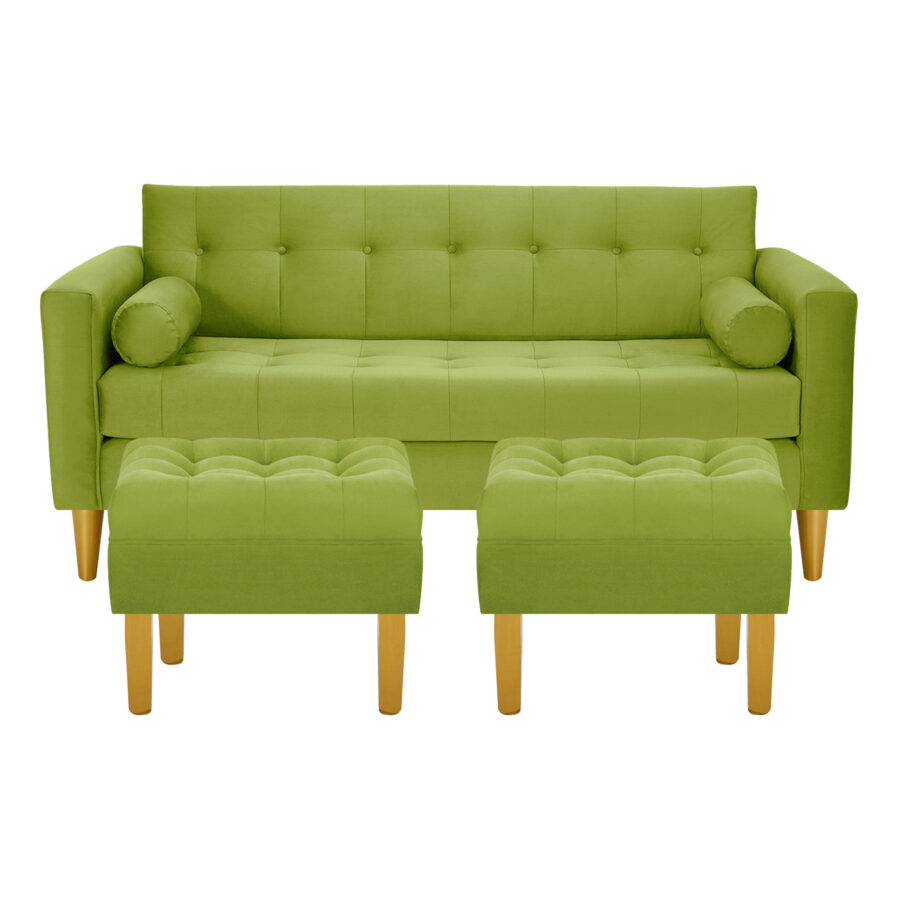 Sofa Retro 3C + 2 Pouf Felpa 01