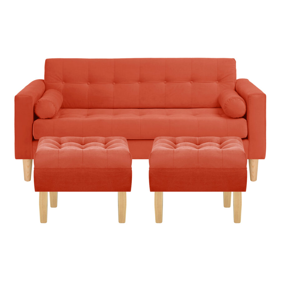 Sofa Retro 3C + 2 Pouf Felpa 05