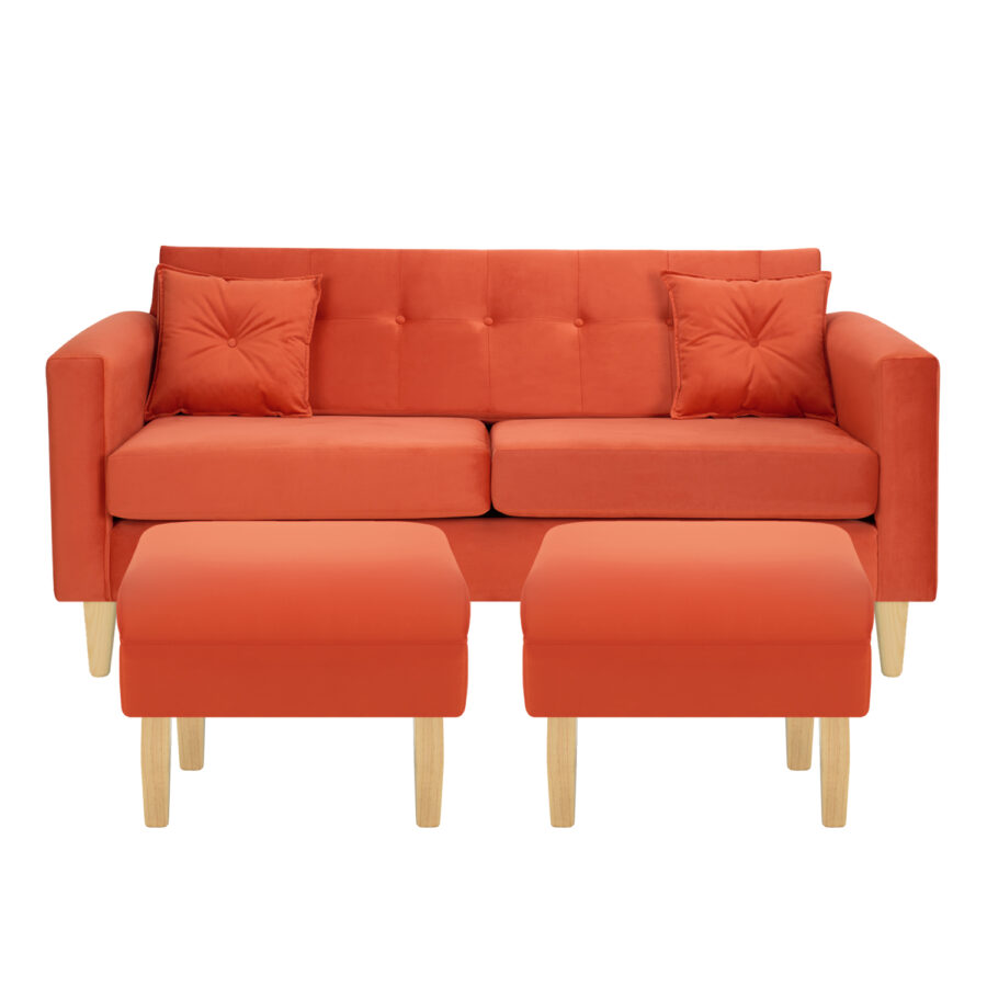 Sofa New Retro 3C + 2 Pouf Felpa 05
