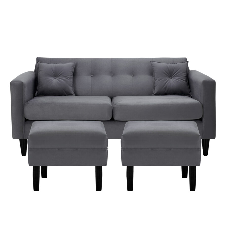 Sofa New Retro 3C + 2 Pouf Felpa 00